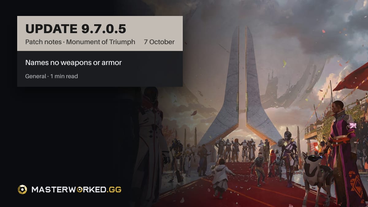 Destiny 2 Monument of Triumph Update 9.7.0.5 Patch Notes: Everything ...
